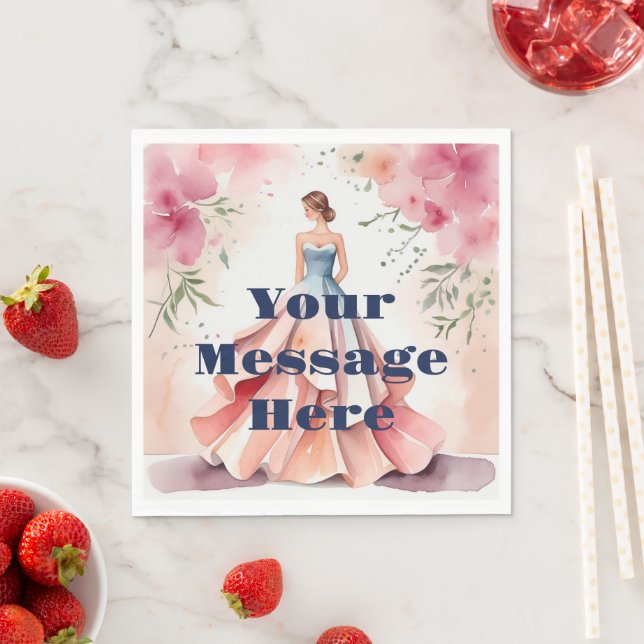 Watercolor Quinceanera Firande Pappersservett (Insitu)