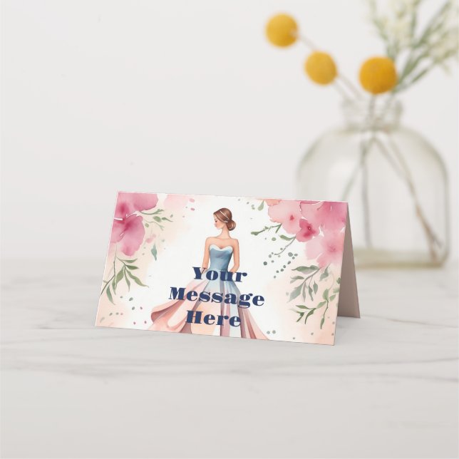 Watercolor Quinceanera Firande Placeringskort (Framsida)