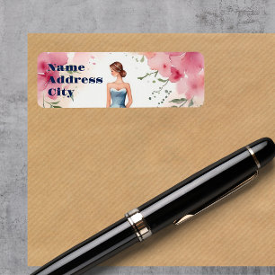 Watercolor Quinceanera Firande Returadress Etikett