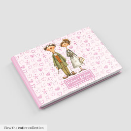 Watercolor Quirky Bride Groom Guest bok