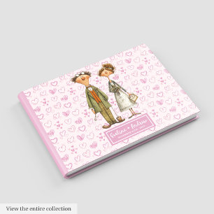Watercolor Quirky Bride Groom Guest bok
