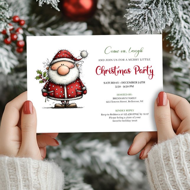 Watercolor quirky Santa holiday party invitation Inbjudningar (Watercolor quirky Santa holiday party invite

)