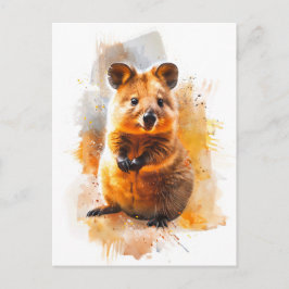 Watercolor Quokka in Natural Habitat Vykort