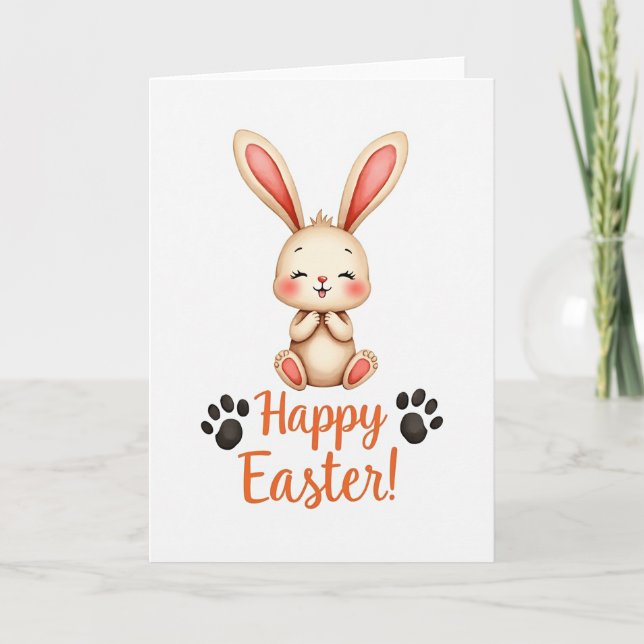 Watercolor Rabbit Easter Card Kort (Framsida)