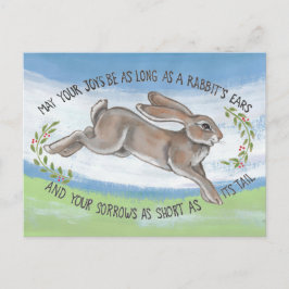 Watercolor Rabbit Hope Encouring Get well Vykort
