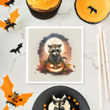 Watercolor Raccoon Halloween
