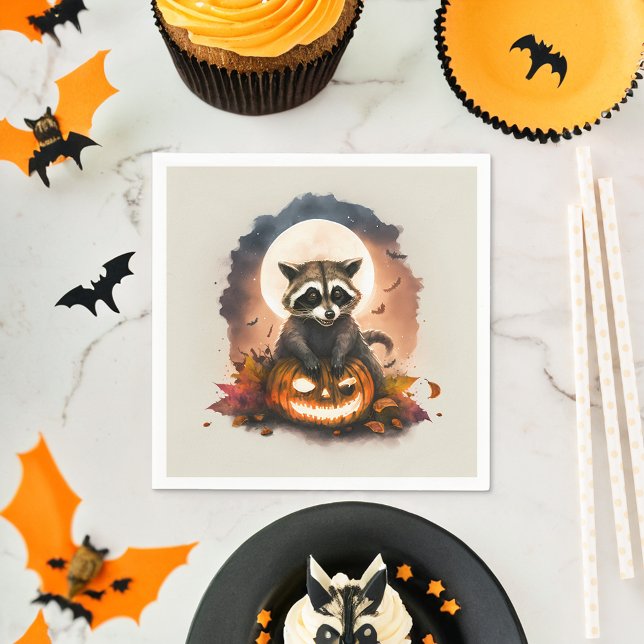 Watercolor Raccoon Halloween Pappersservett (Skapare uppladdad)