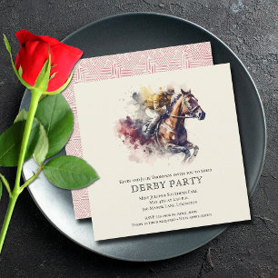 Watercolor Racehorse Derby Inbjudningar