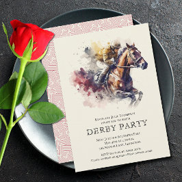Watercolor Racehorse Derby Party Inbjudningar