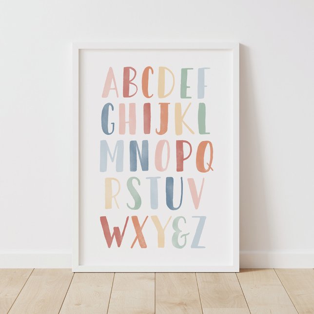 Watercolor Rainbow Alphabet Classroom Poster (Skapare uppladdad)