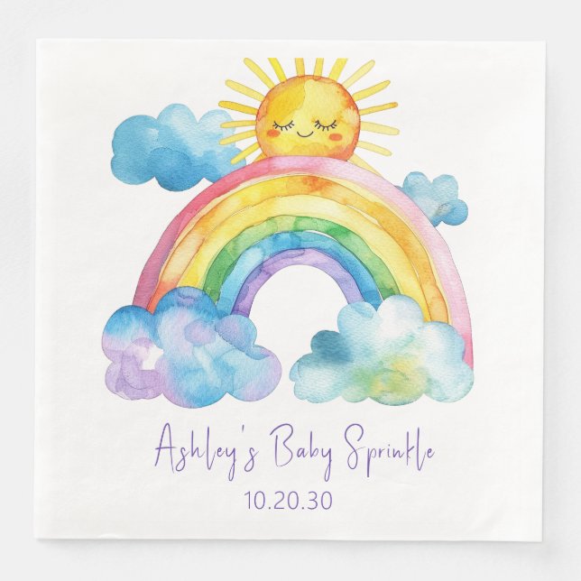 Watercolor Rainbow Baby Sprinkle Pappersservett (Framsida)