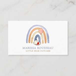 Watercolor Rainbow Bear Daycare Visitkort