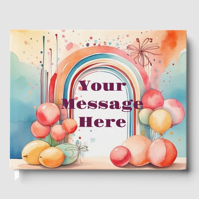 Watercolor Rainbow Bliss Party Gästböcker (Framsida)