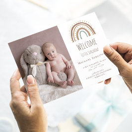 Watercolor Rainbow Boho Photo Sunshine Birth Meddelande