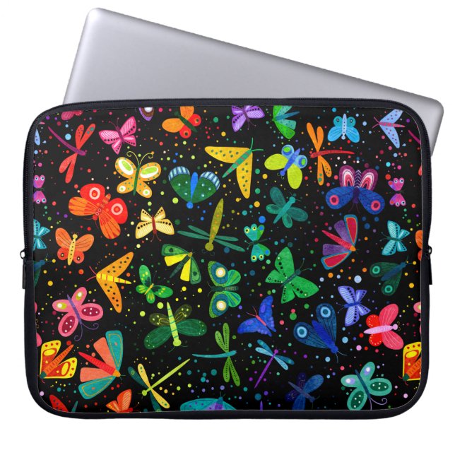 Watercolor Rainbow Butterflies Kids Mönster Laptop Fodral (Framsidan)