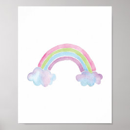 Watercolor Rainbow Cloud Baby Nursery Poster