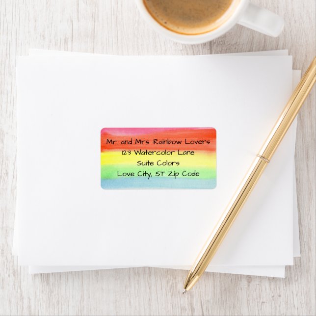 Watercolor Rainbow Custom Address Labels Adressetikett (Insitu)