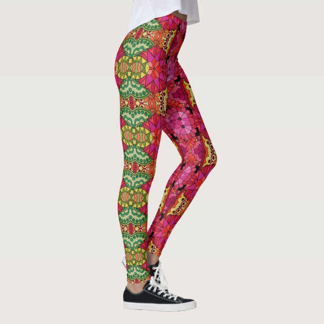 Watercolor Rainbow Färg Mandala Leggings (Höger)