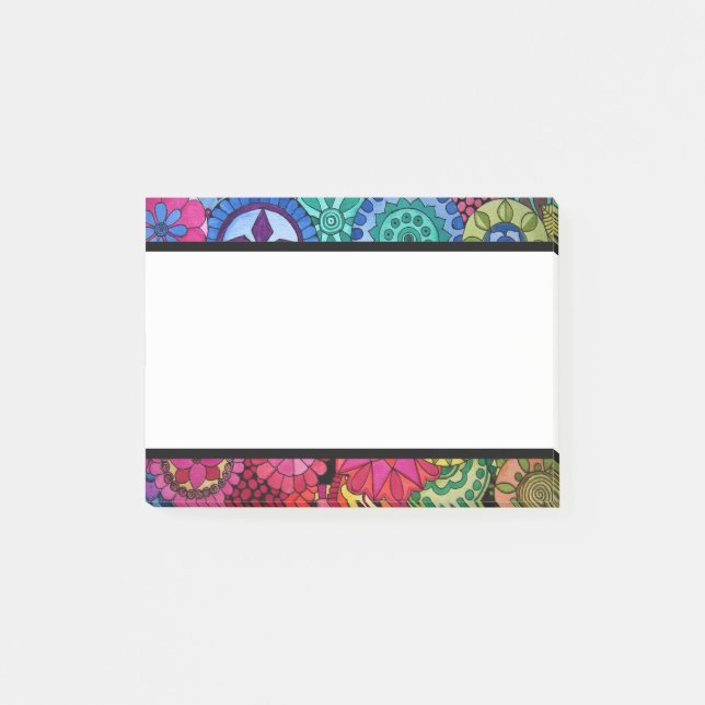 Watercolor Rainbow Färg Mandala Post-it Block (Framsida)