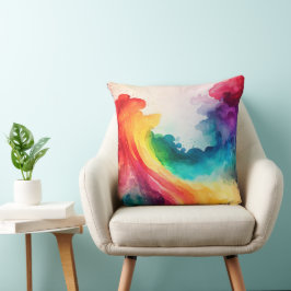 Watercolor Rainbow Färgad Dekorativ kudde