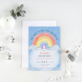 Watercolor Rainbow Födelsedagsfest inbjudan