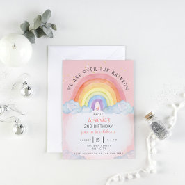 Watercolor Rainbow Födelsedagsfest inbjudan