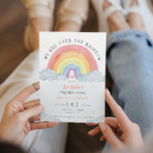 Watercolor Rainbow Födelsedagsfest inbjudan