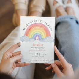 Watercolor Rainbow Födelsedagsfest inbjudan