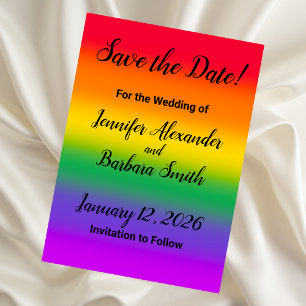 Watercolor Rainbow Gay pride Spara datumkortet Inbjudningar