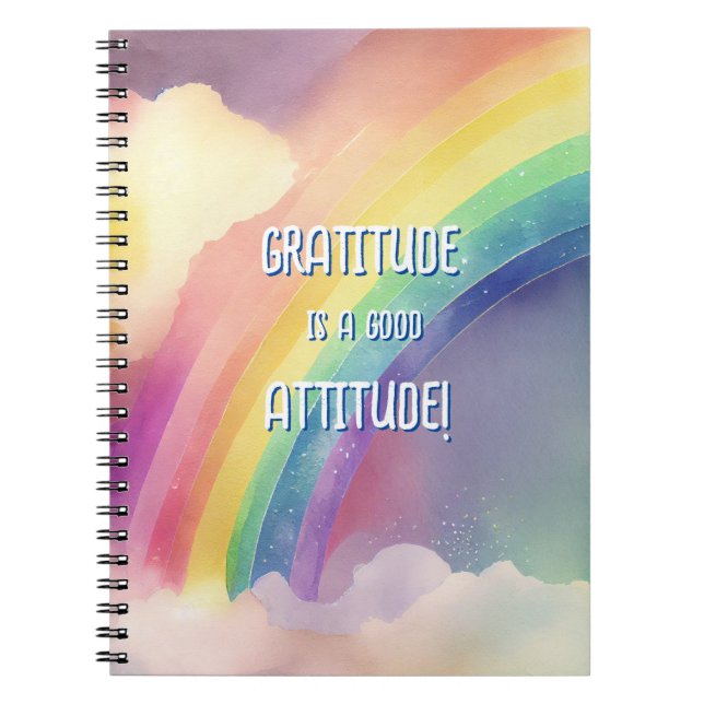 Watercolor Rainbow Gratitude Notebook Anteckningsbok (Framsidan)