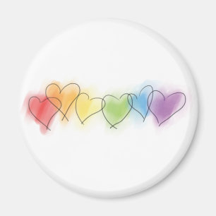 Watercolor Rainbow Hearearts Magnet