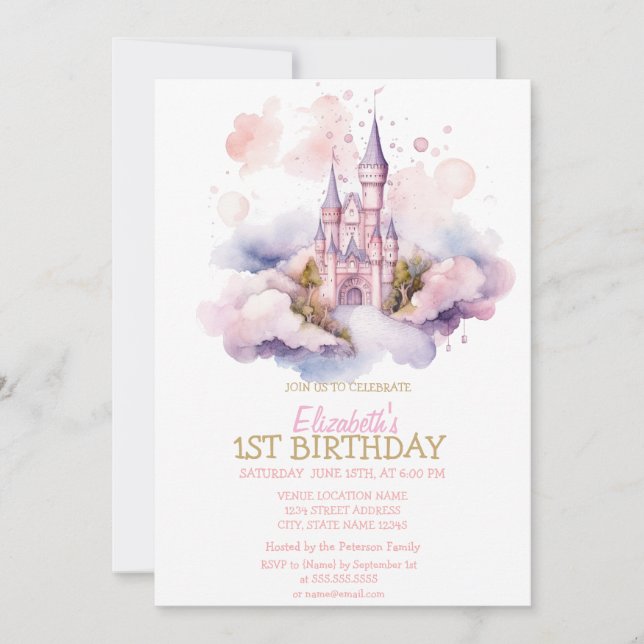 Watercolor Rainbow Hearts Stripe Birthday Invit Inbjudningar (Framsida)