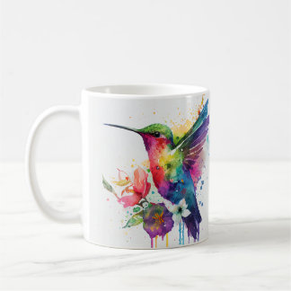 Watercolor Rainbow Hummingbird Kaffemugg