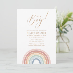 Watercolor Rainbow its a Boy Baby Shower Inbjudningar