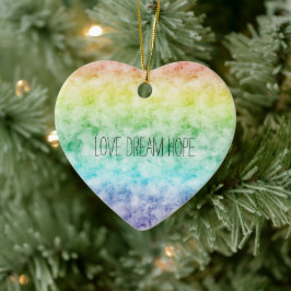 Watercolor Rainbow Kärlek Dream Hope Personlig Julgransprydnad Keramik