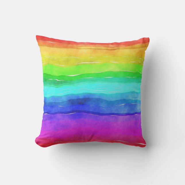 Watercolor Rainbow LGBT Rainbow Pillow Kudde (Framsida)