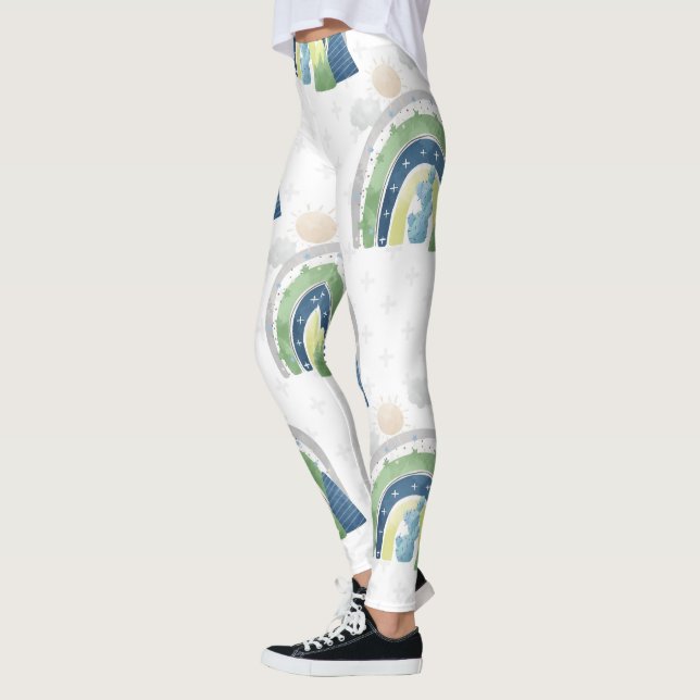 Watercolor Rainbow Mönster Leggings (Vänster)