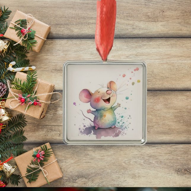 Watercolor Rainbow Mouse jul Ornament (Skapare uppladdad)