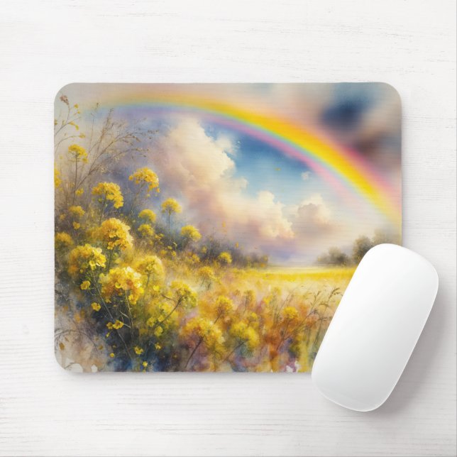 Watercolor Rainbow over Wildblomskugga Musmatta (Med mus)