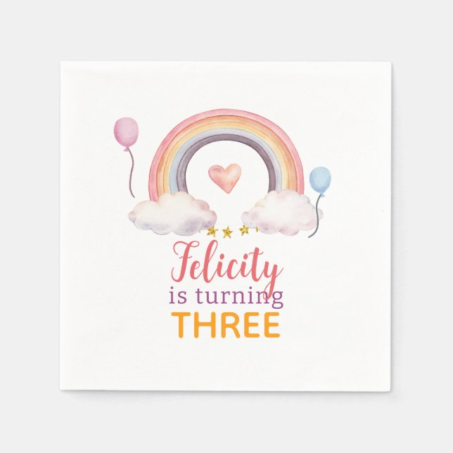 Watercolor Rainbow Party Pappersservett (Framsidan)