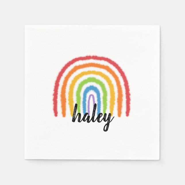 Watercolor Rainbow Personlig Party Napkins Pappersservett (Framsidan)