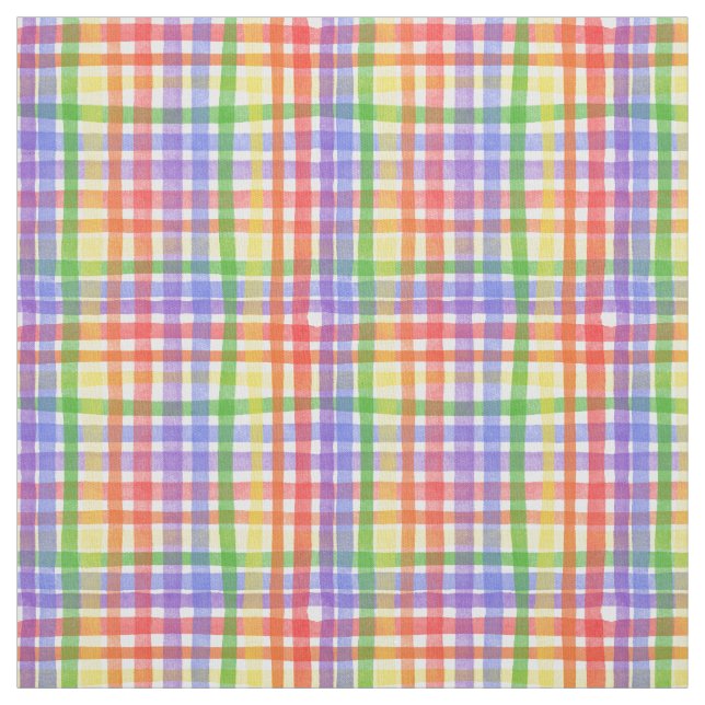 Watercolor Rainbow Play/Gingham Tyg (Provkarta)
