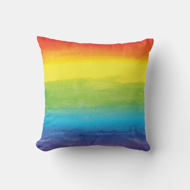 Watercolor Rainbow Pride Bright och Vibrant Kudde (Framsida)