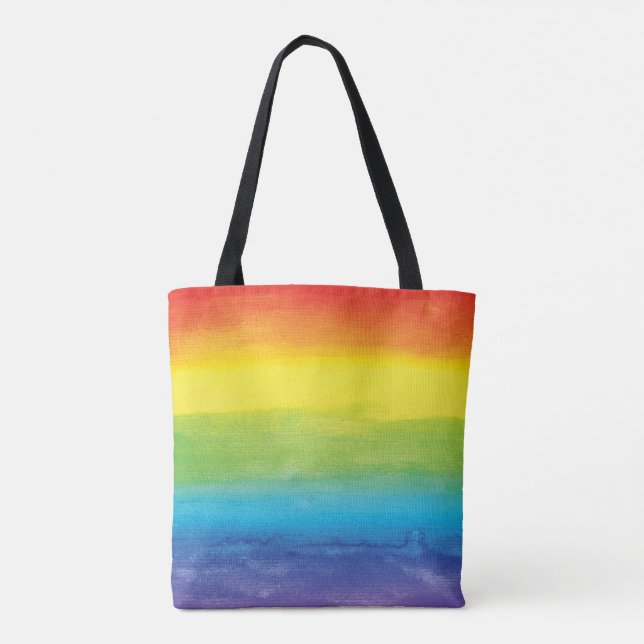 Watercolor Rainbow Pride Bright Vibrant Tygkasse (Baksida)