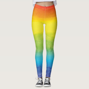 Watercolor Rainbow Pride Bright Vibrant Vibrant Leggings