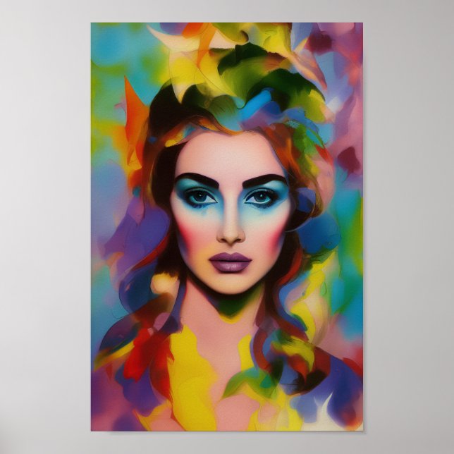 Watercolor Rainbow Princess - Digital Art Download Poster (Framsidan)