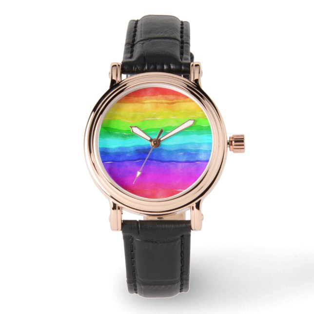 Watercolor Rainbow Rand Armbandsur (Framsida)