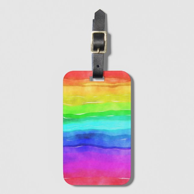 Watercolor Rainbow Rand Bagagebricka (Framsida vertikal)