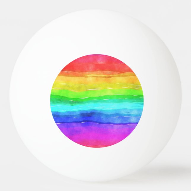 Watercolor Rainbow Rand Design Ping Pong Boll (Framsidan)