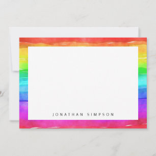Watercolor Rainbow Rand Mönster Anteckningskort